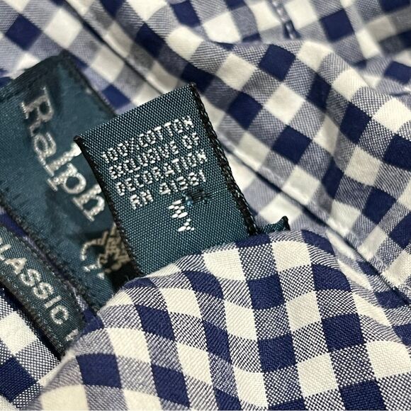 RALPH LAUREN Blue Check Gingham Plaid Long Sleeve Button Front Shirt Size‎ XL - Picture 9 of 13
